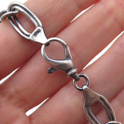 Vior 925 Sterling Silver Vintage Italy Double Oval Curb Link Bracelet 7"