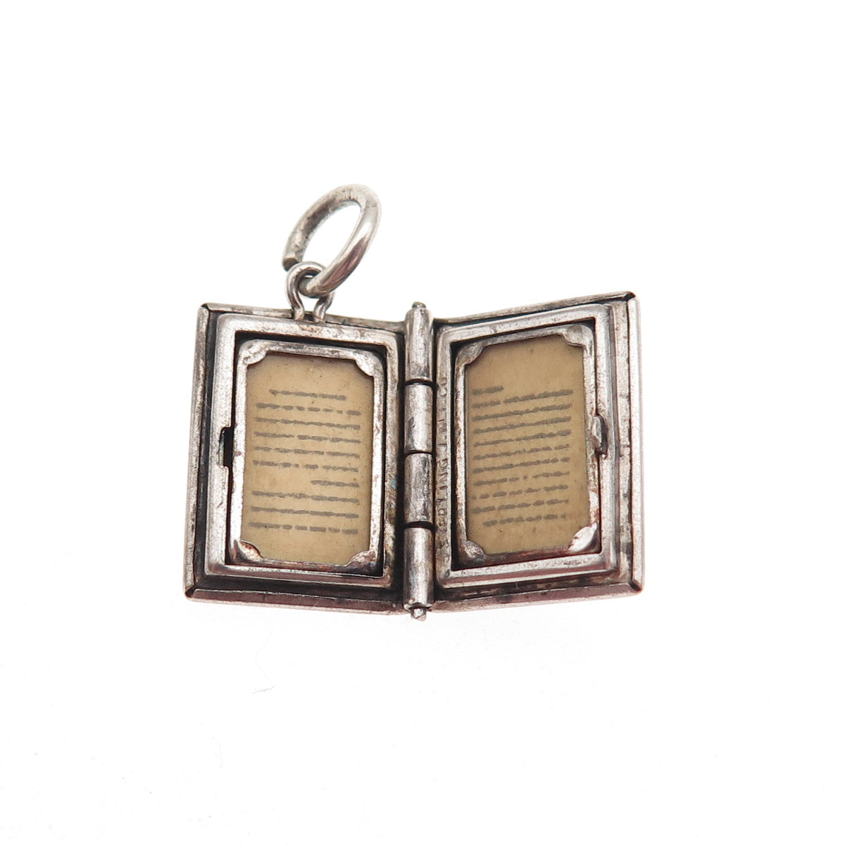 J.M. Fisher 925 Sterling Antique Art Deco MOP Torah Locket Mini Charm Pendant