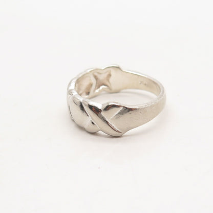 925 Sterling Silver Vintage Chapal-Zenray Inc. "X" Ribbed Ring Size 7