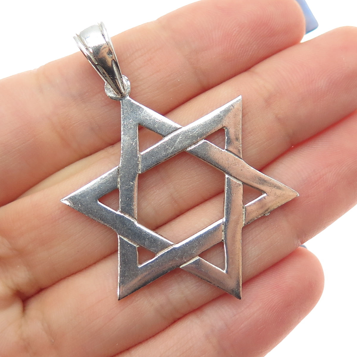 925 Sterling Silver Vintage Star of David Charm Pendant