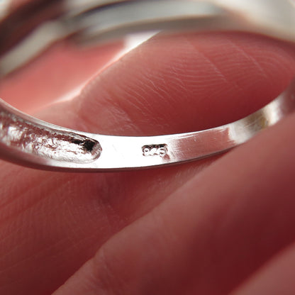 925 Sterling Silver Real Blue Topaz & C Z Bypass Ring Size 8.5
