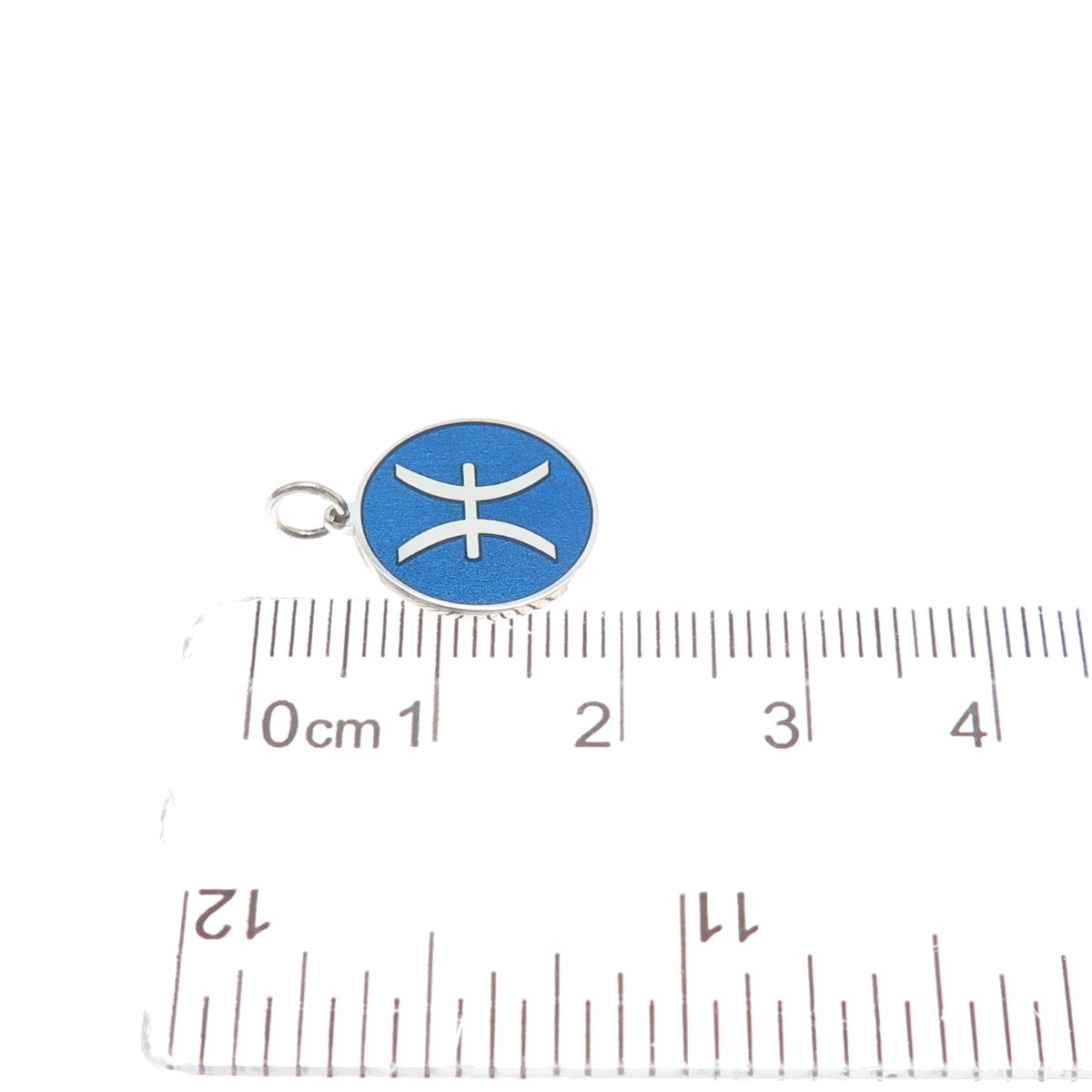 925 Sterling Silver Blue Enamel Pisces Zodiac Sign Minimalist Charm Pendant