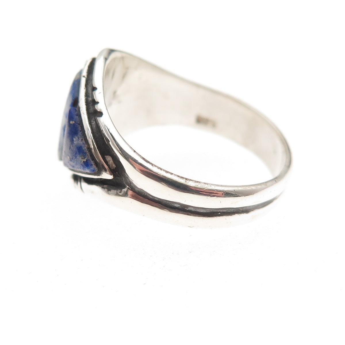 925 Sterling Silver Vintage Real Lapis Oxidized Ring Size 9