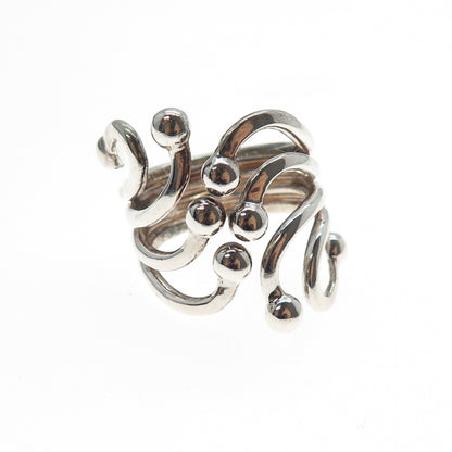 ANNIKA WITT 925 Sterling Silver Vintage Modernist Adjustable Ring Size 8.5