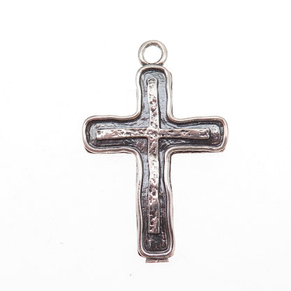 Or Paz PZ 925 Sterling Silver Vintage Israel Cross Oxidized Charm Pendant