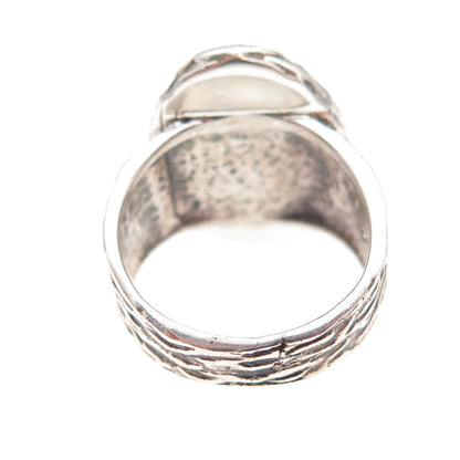 Silpada 925 Sterling Silver Vintage Olive Green Glass Oxidized Ring Size 8.25