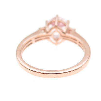 D'Joy 925 Sterling Silver Gold Plated Real Morganite & Moissanite Ring Size 8
