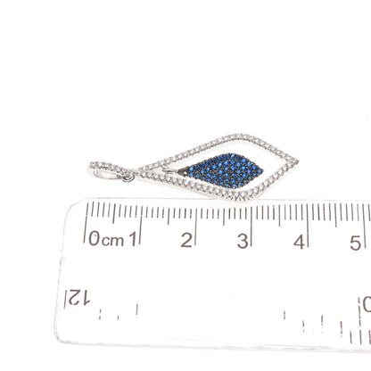 925 Sterling Silver Round-Cut Blue & White Petal Charm Pendant