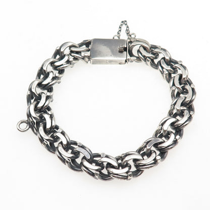 Gonzalez 925 Sterling Silver Vintage Mexico Bismark Link Oxidized Bracelet 7"