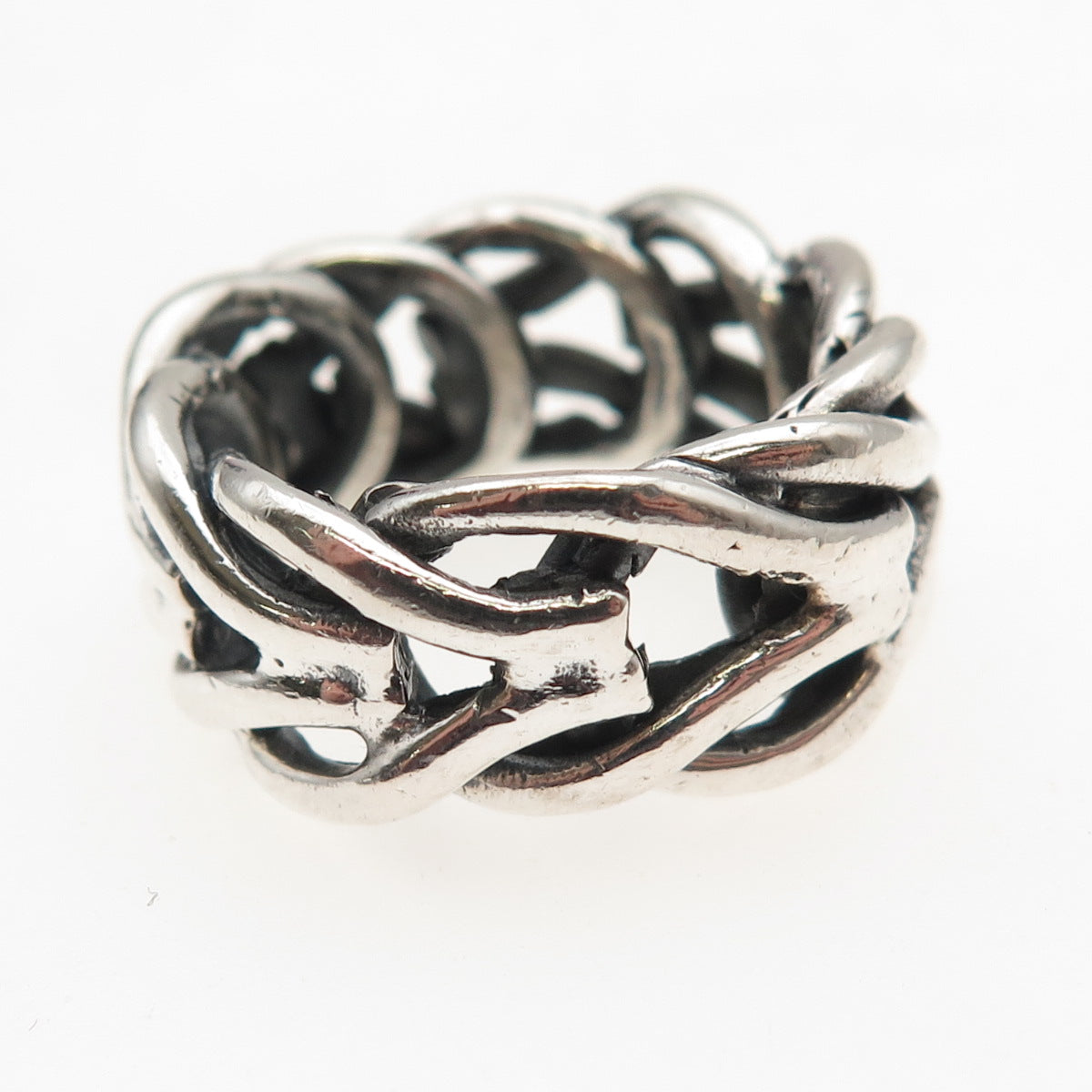 925 Sterling Silver Vintage Modernist Spine Oxidized Band Ring Size 7