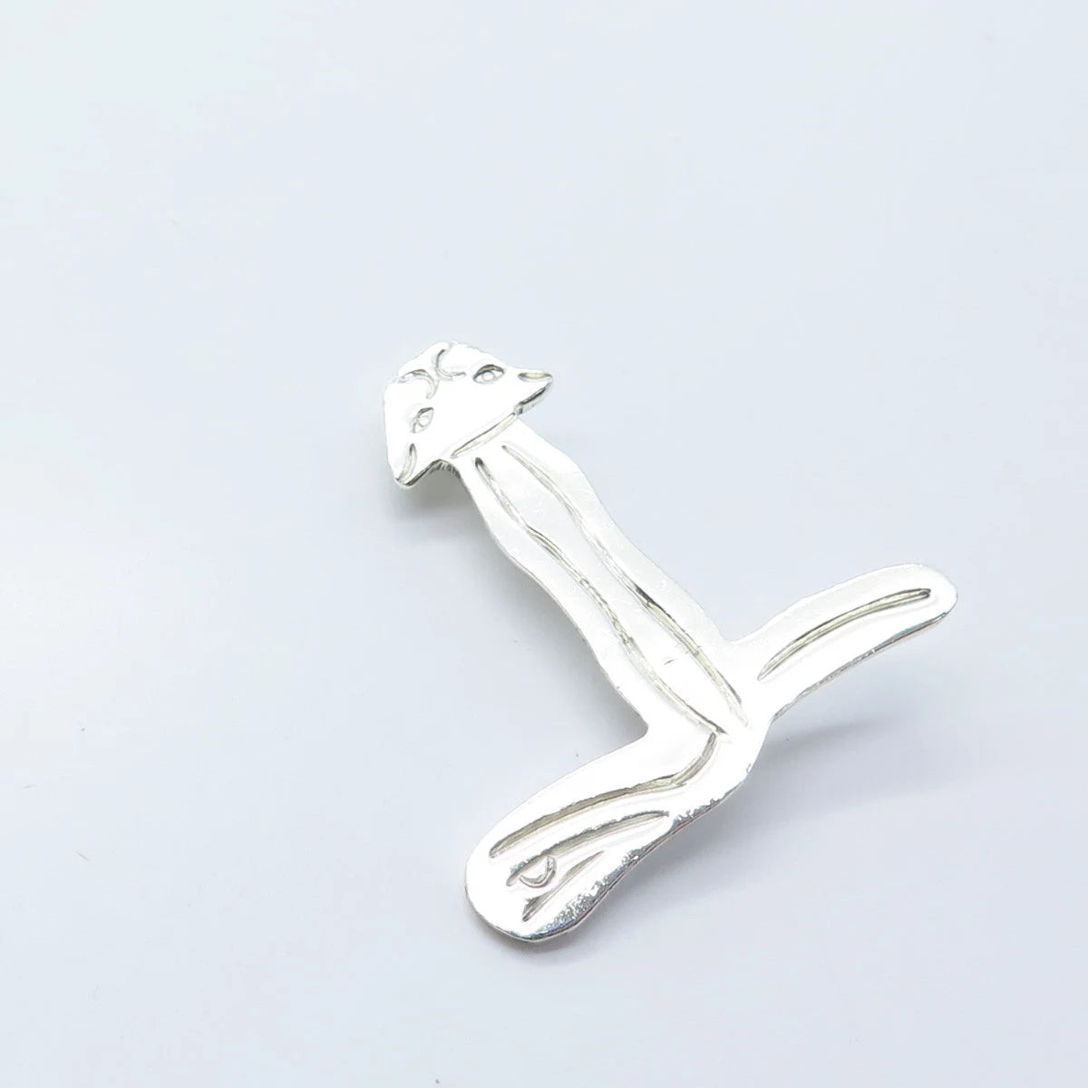 925 Sterling Silver Vintage Modernist Cat Pin Brooch