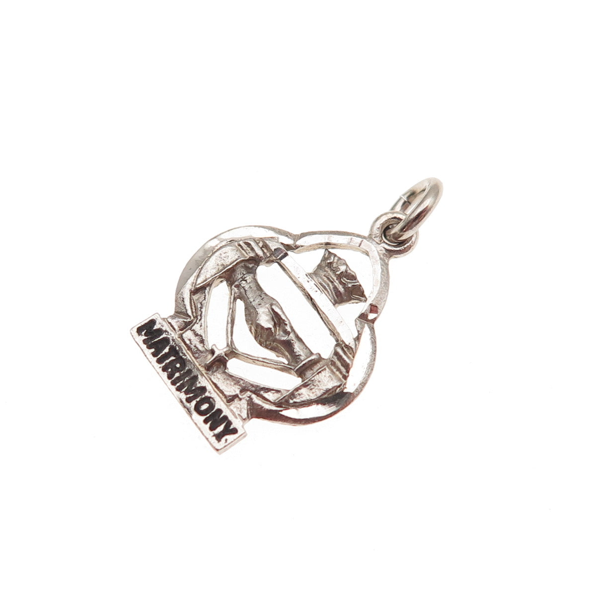 925 Sterling Silver Vintage Sacrament of Marriage Matrimony Mini Charm Pendant
