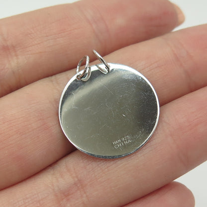 HAN 925 Sterling Silver Engraved "Live The Life You Love" Round Tag Pendant