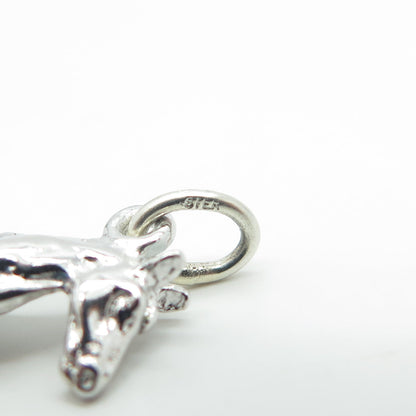 925 Sterling Silver Vintage Racing Horse Charm Pendant