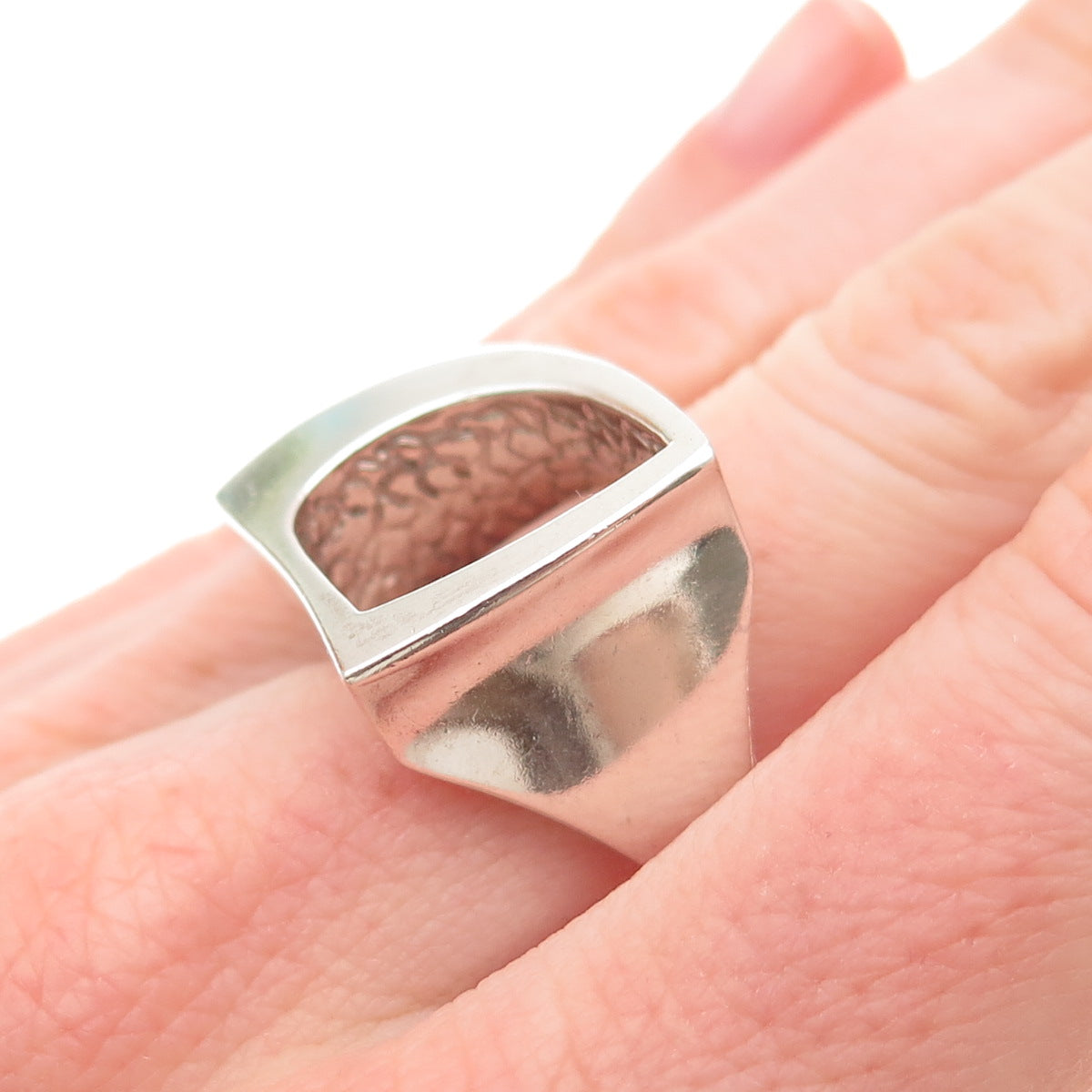 Paul Brackna 925 Sterling Silver Vintage Modernist Sail Oxidized Ring Size 6.75