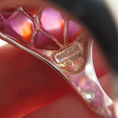 925 Sterling Silver Enamel Topaz Garnet Amethyst Peridot Citrine Ring Size 7.25