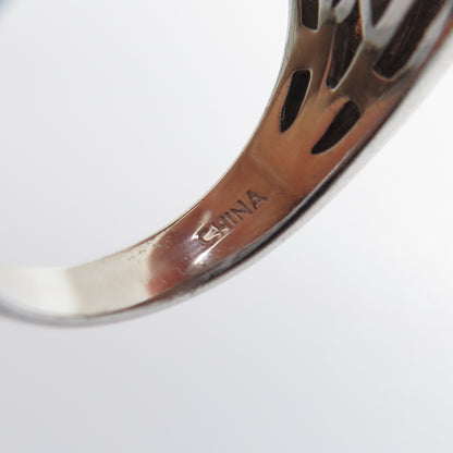 925 Sterling Silver Real Opal Amethyst & White Topaz Floral Ring Size 6.25