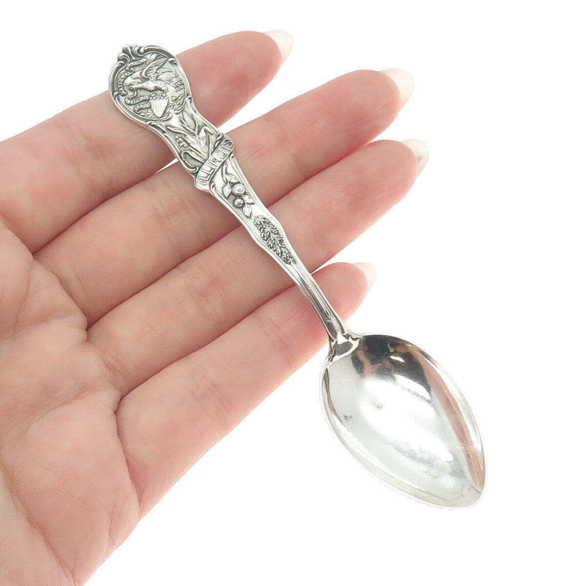 WATSON Sterling Silver Antique Art Deco Illinois States & Cities Coffee Spoon