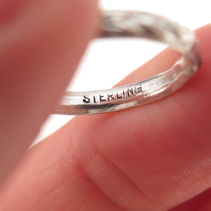 925 Sterling Silver Antique Art Deco Floral Oxidized Band Ring Size 5