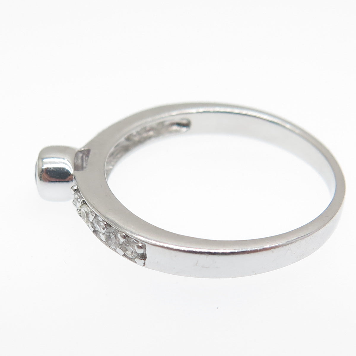 925 Sterling Silver Real Round-Cut Amethyst & White Topaz Ring Size 7