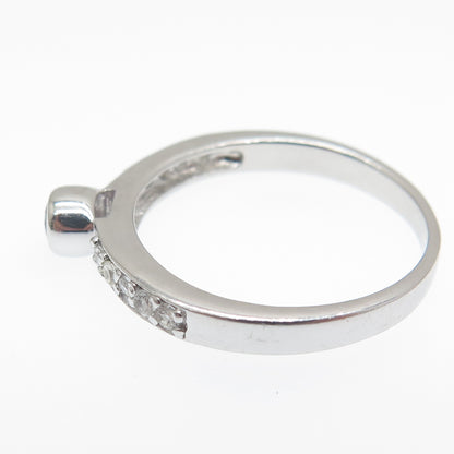 925 Sterling Silver Real Round-Cut Amethyst & White Topaz Ring Size 7