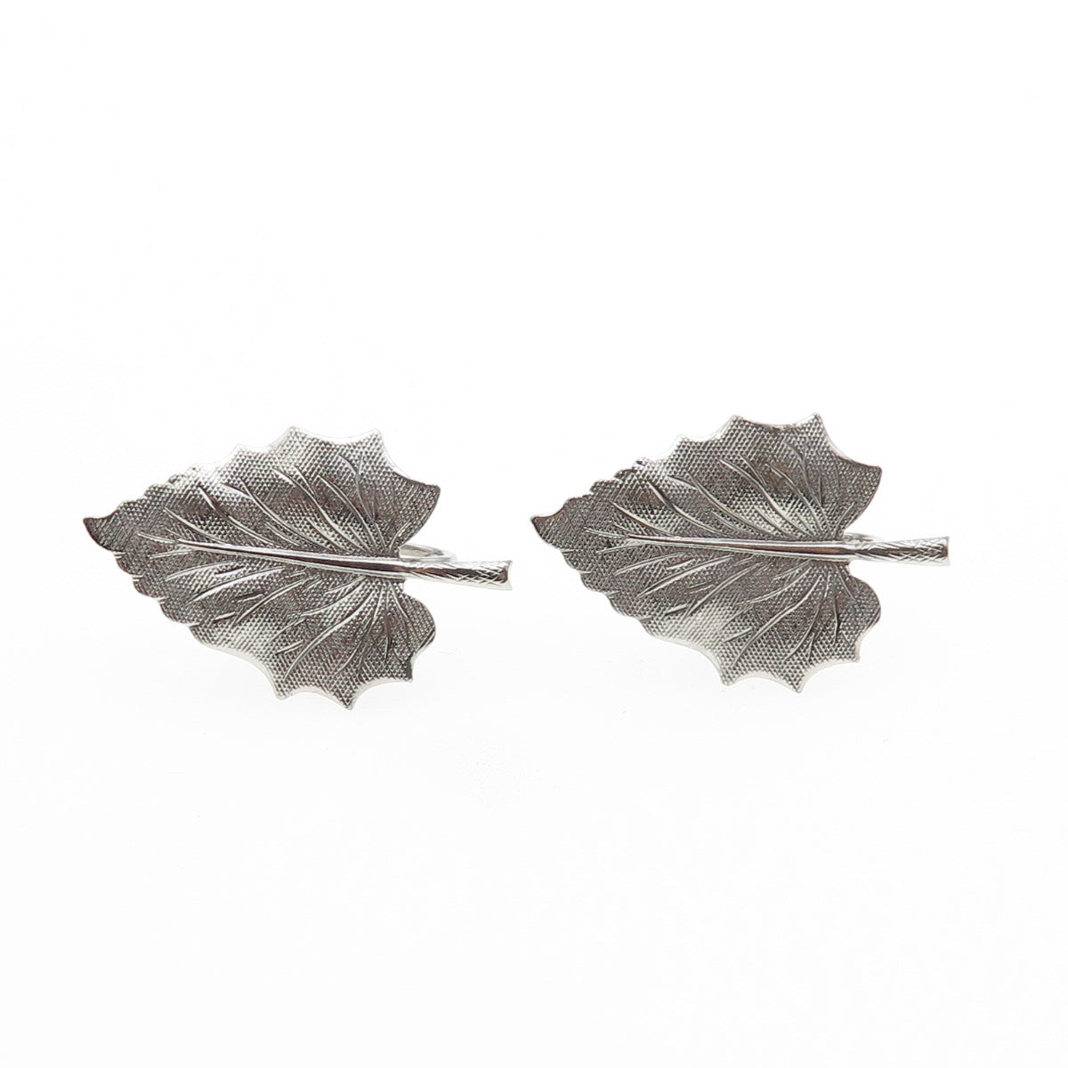DANECRAFT 925 Sterling Silver Antique Art Deco Floral Leaf Screw Back Earrings