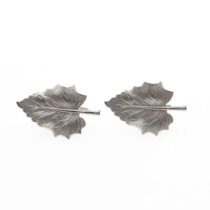 DANECRAFT 925 Sterling Silver Antique Art Deco Floral Leaf Screw Back Earrings