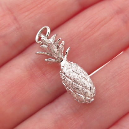 925 Sterling Silver Vintage Pineapple 3D Mini Charm Pendant