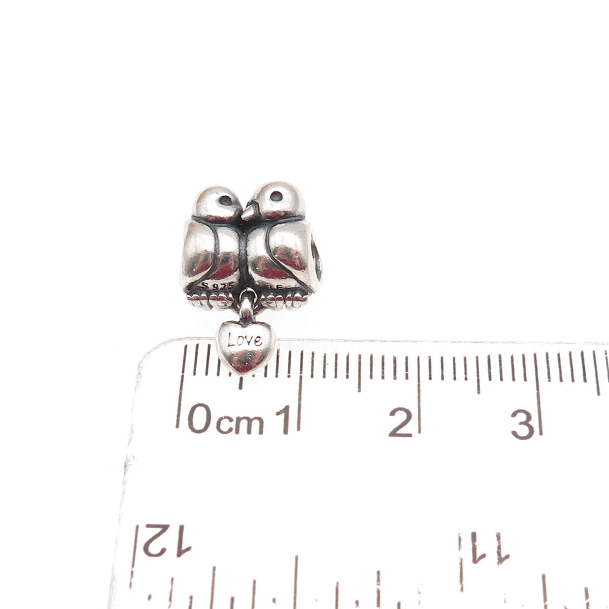 PANDORA 925 Sterling Silver Love Birds Slide Bead Charm