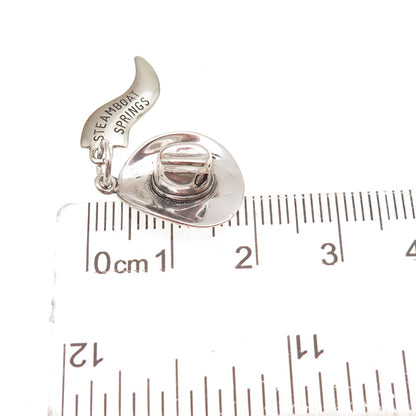 925 Sterling Silver Vintage Steamboat Springs Cowboy Hat Charm Pendant