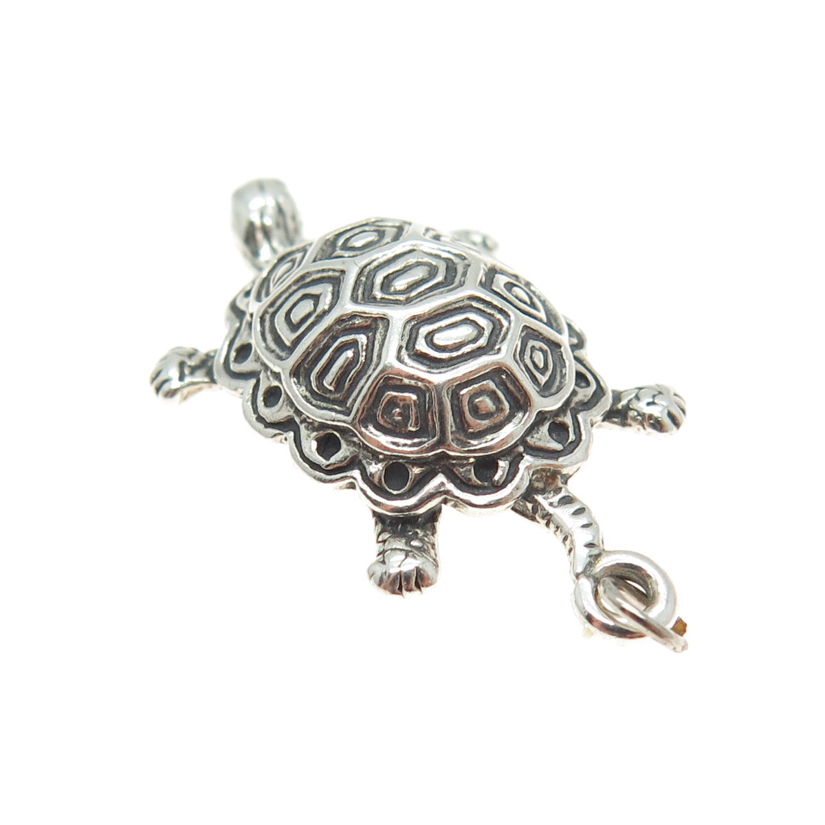 925 Sterling Silver Vintage Turtle Oxidized Charm Pendant