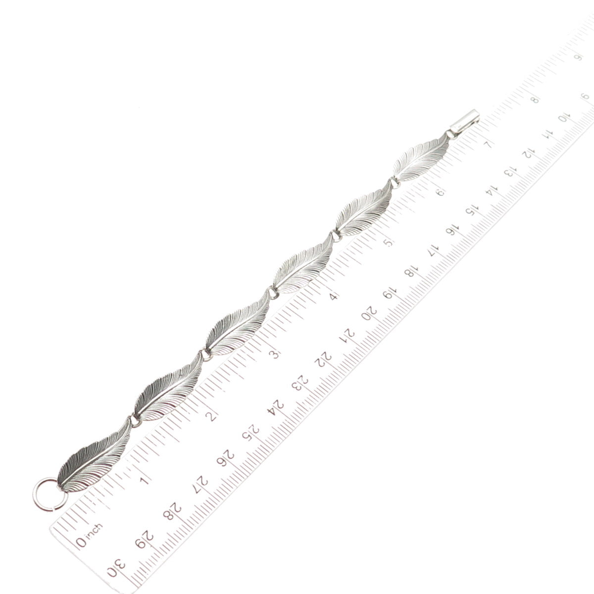 JEWELART 925 Sterling Silver Antique Art Deco Feather Link Oxidized Bracelet 7"