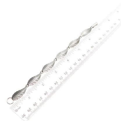 JEWELART 925 Sterling Silver Antique Art Deco Feather Link Oxidized Bracelet 7"