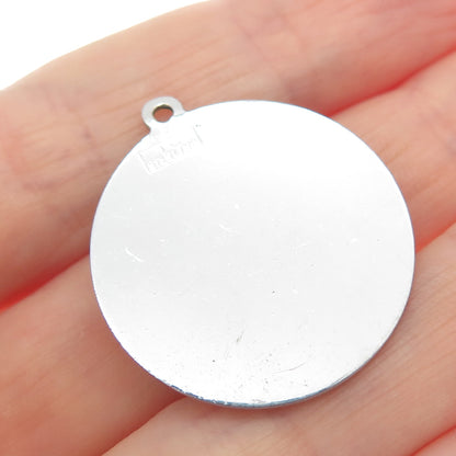 TOWN & COUNTRY 925 Sterling Silver Vintage Red Rhinestone Graduation Day Pendant