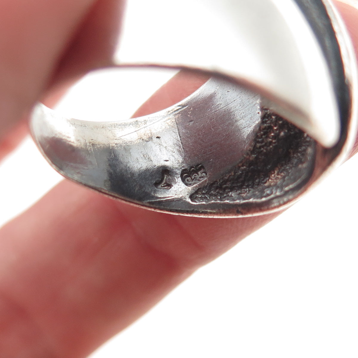 925 Sterling Silver Vintage Modernist Flame Oxidized Ring Size 7.75