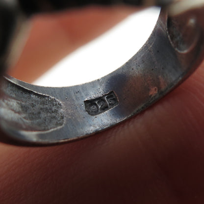 925 Sterling Silver Vintage Modernist Ribbed Bypass Oxidized Ring Size 5