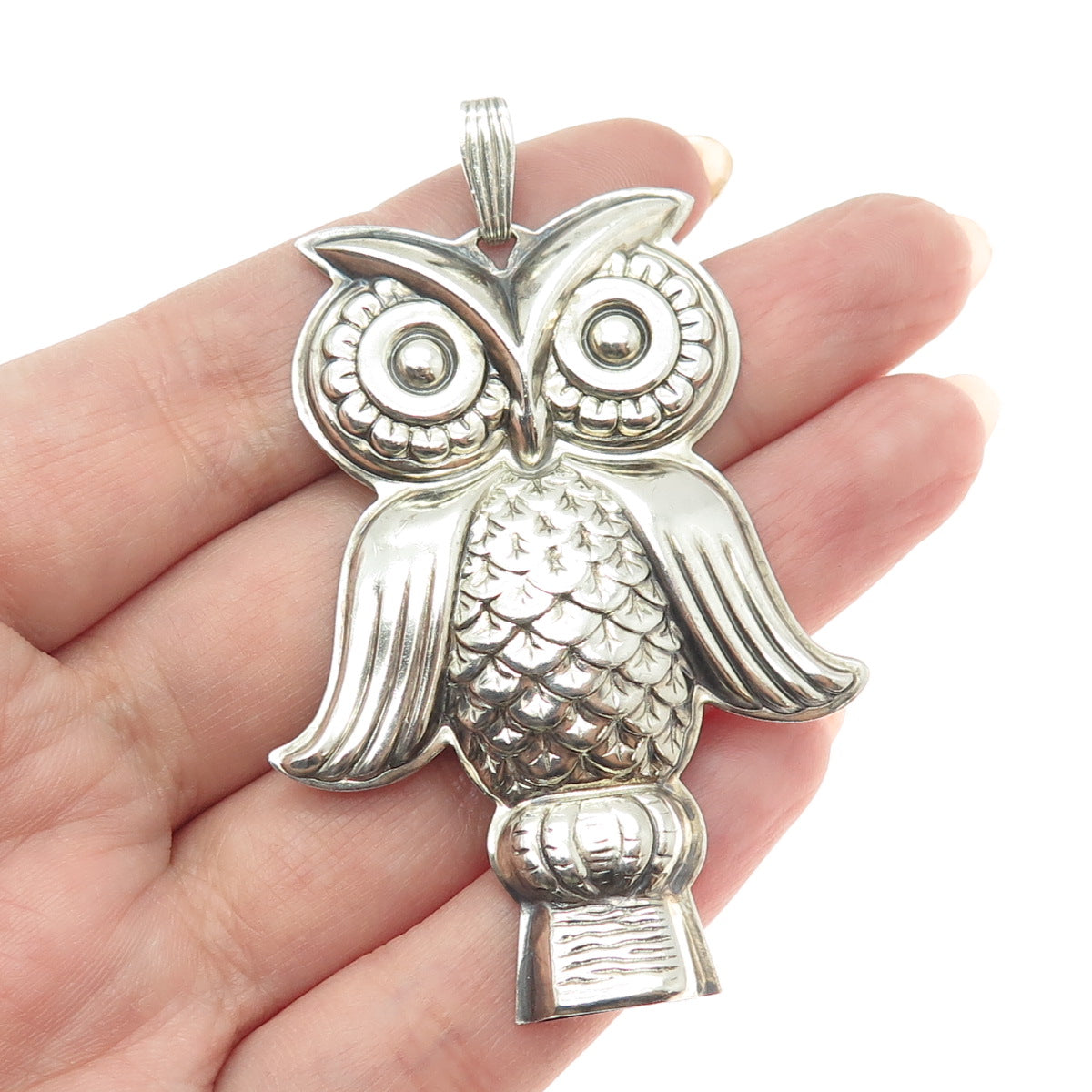 REED & BARTON 925 Sterling Silver Vintage Owl Whistle Pendant