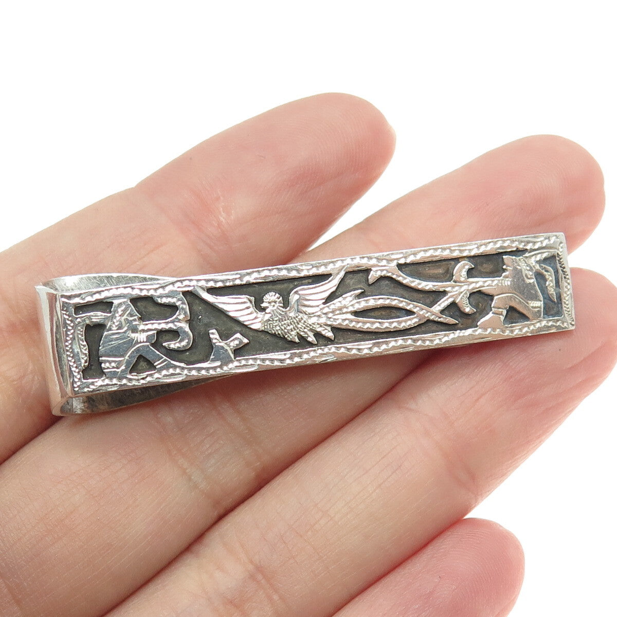 900 Silver Vintage Guatemala Phoenix Bird Tie Clip