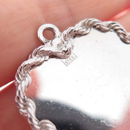 925 Sterling Silver Vintage Real Red Garnet Pearl Merry Christmas Heart Pendant