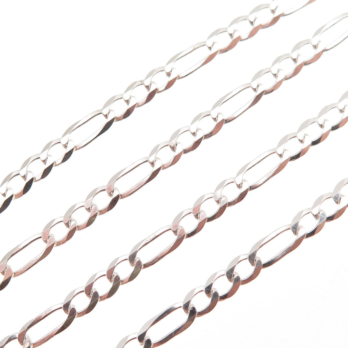 925 Sterling Silver Vintage Italy Figaro Chain Necklace 24"