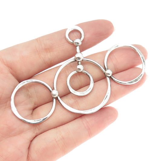 MARTIN LASAK 925 Sterling Silver Vintage Modernist Hammered Circle Pendant