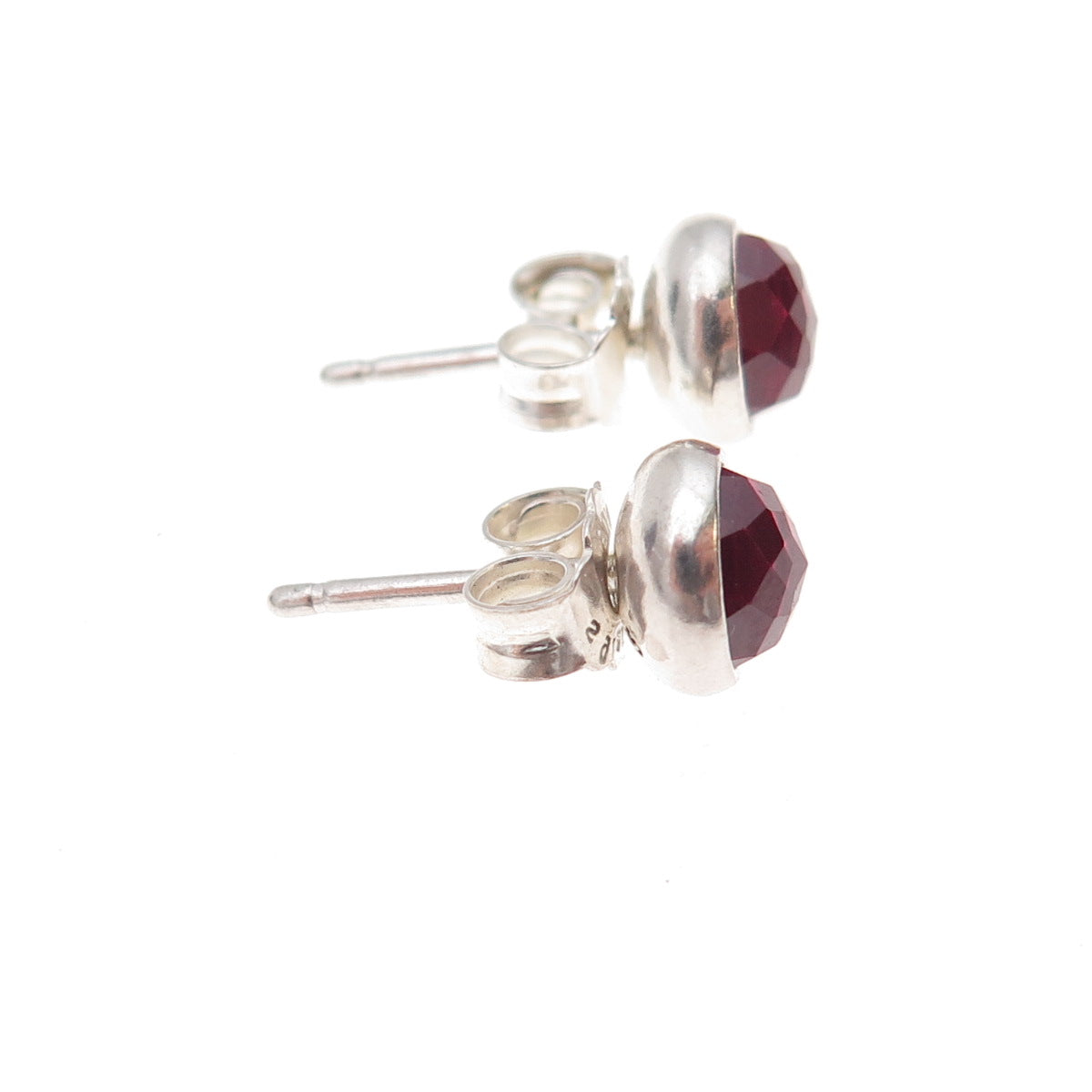Pandora 925 Sterling Silver Real Red Garnet January Birthstone Stud Earrings