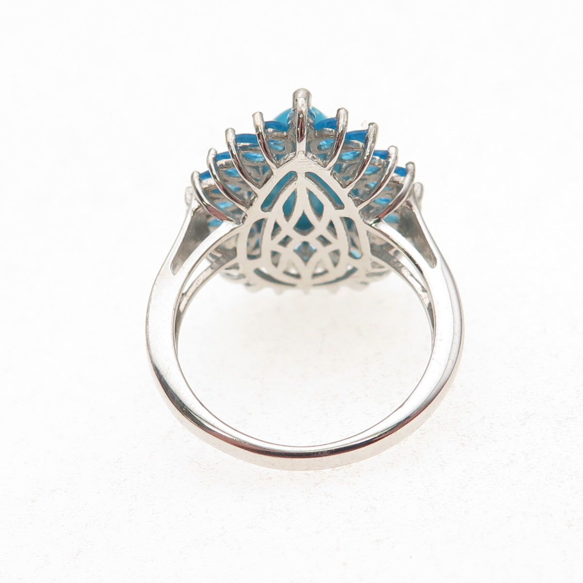 Chuck Clemency 925 Sterling Real Sleeping Beauty Turquoise & Apatite Ring Size 8