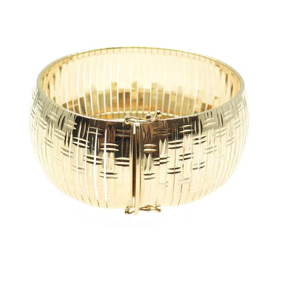 LIRM 925 Sterling Silver Gold Plated Italy Diamond-Cut Bamboo Bar Bracelet 7.5"