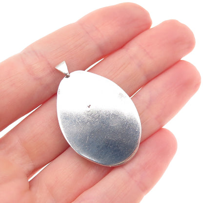 925 Sterling Silver Vintage Real Picture Jasper Charm Pendant