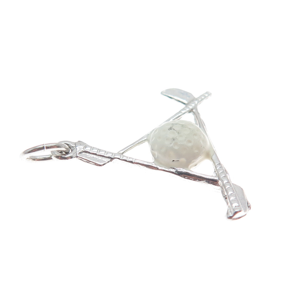 925 Sterling Silver Vintage Enamel Gold Club Minimalist Charm Pendant