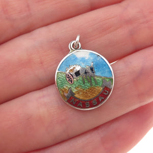 Breadner Co. 925 Sterling Silver Vintage Enamel Nassau Charm Pendant