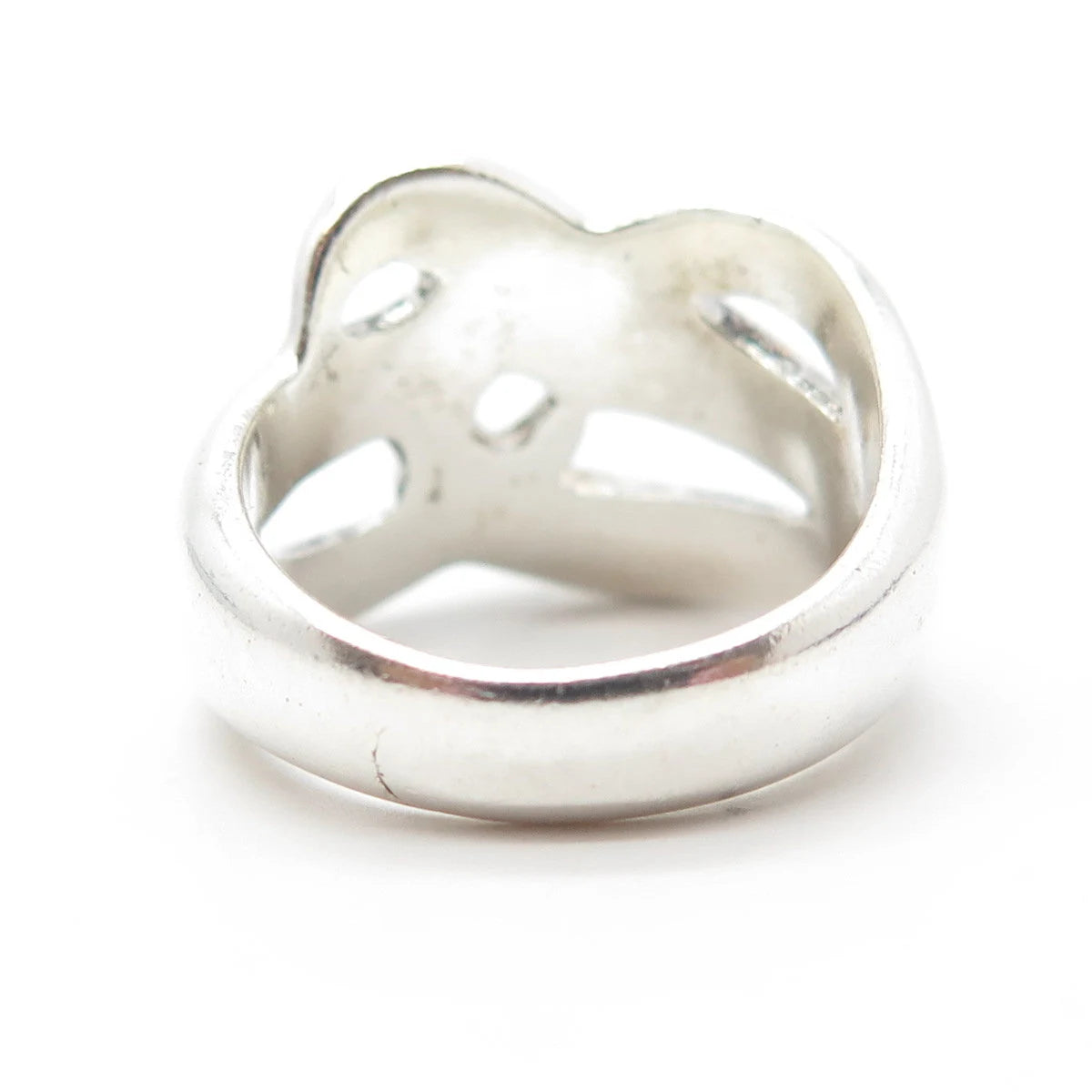 925 Sterling Silver Vintage Knot Modernist Cocktail Ring Size 8.25