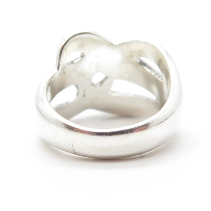 925 Sterling Silver Vintage Knot Modernist Cocktail Ring Size 8.25