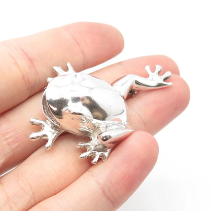 925 Sterling Silver Vintage Mexico Jumping Frog Pin Brooch